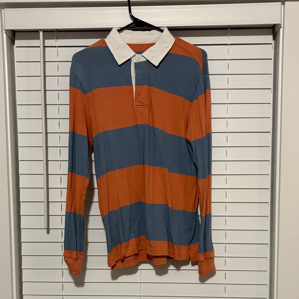 GAP Orange and Blue Striped Men's Shirt